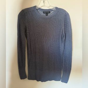 Slate blue delicate cutout crew neck sweater